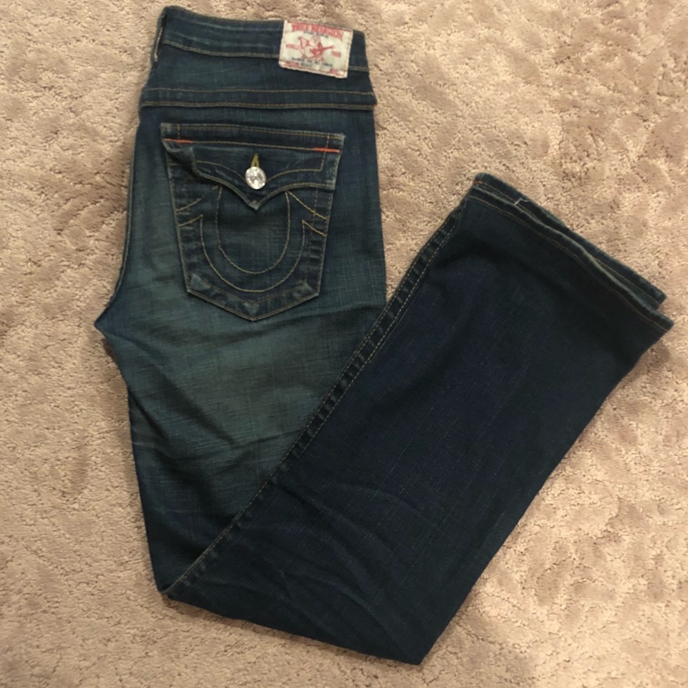 True Religion dark fade jeans.